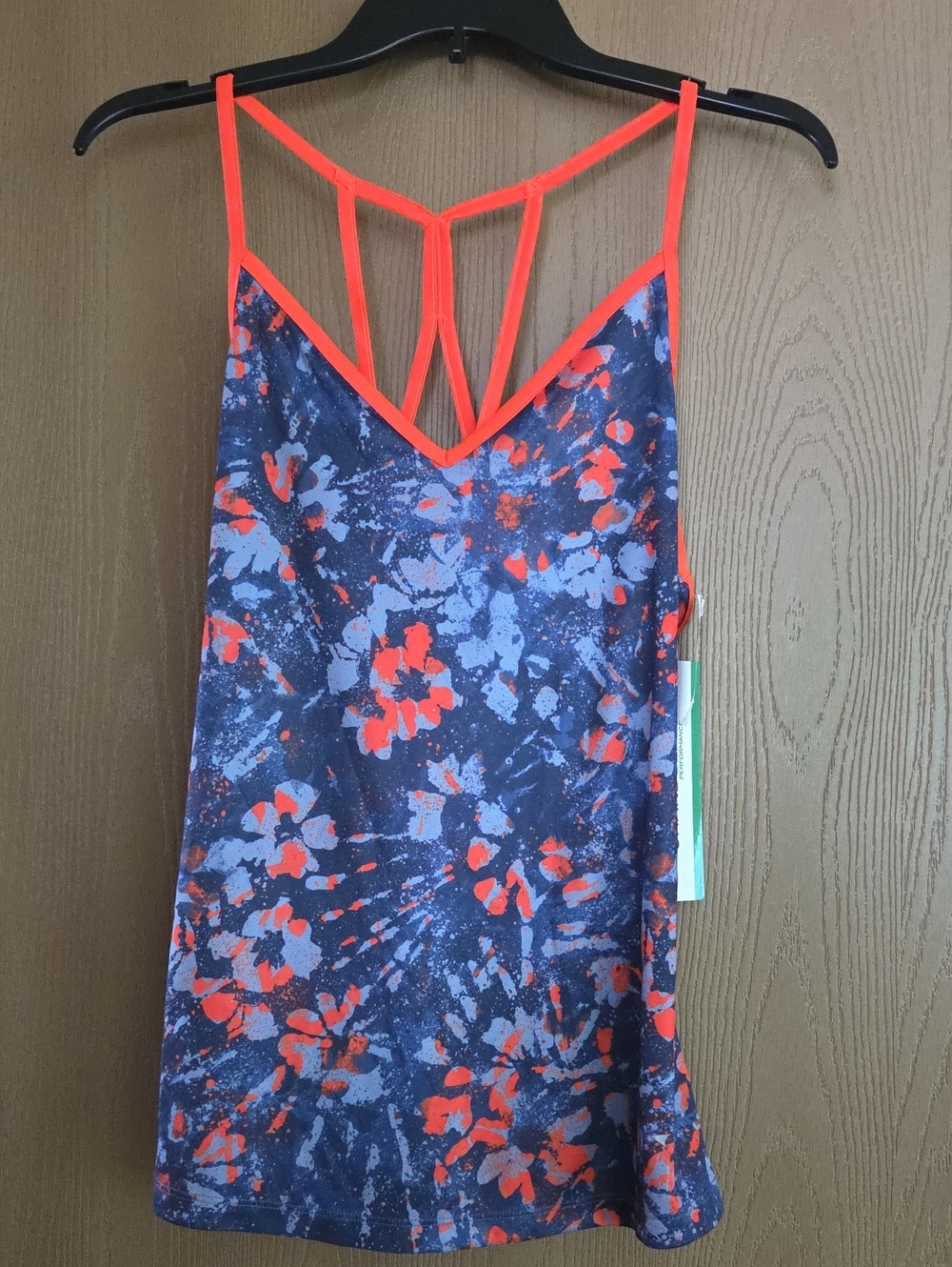 Grand Slam NWT Navy Floral performance Tank with Coral Strappy Detail